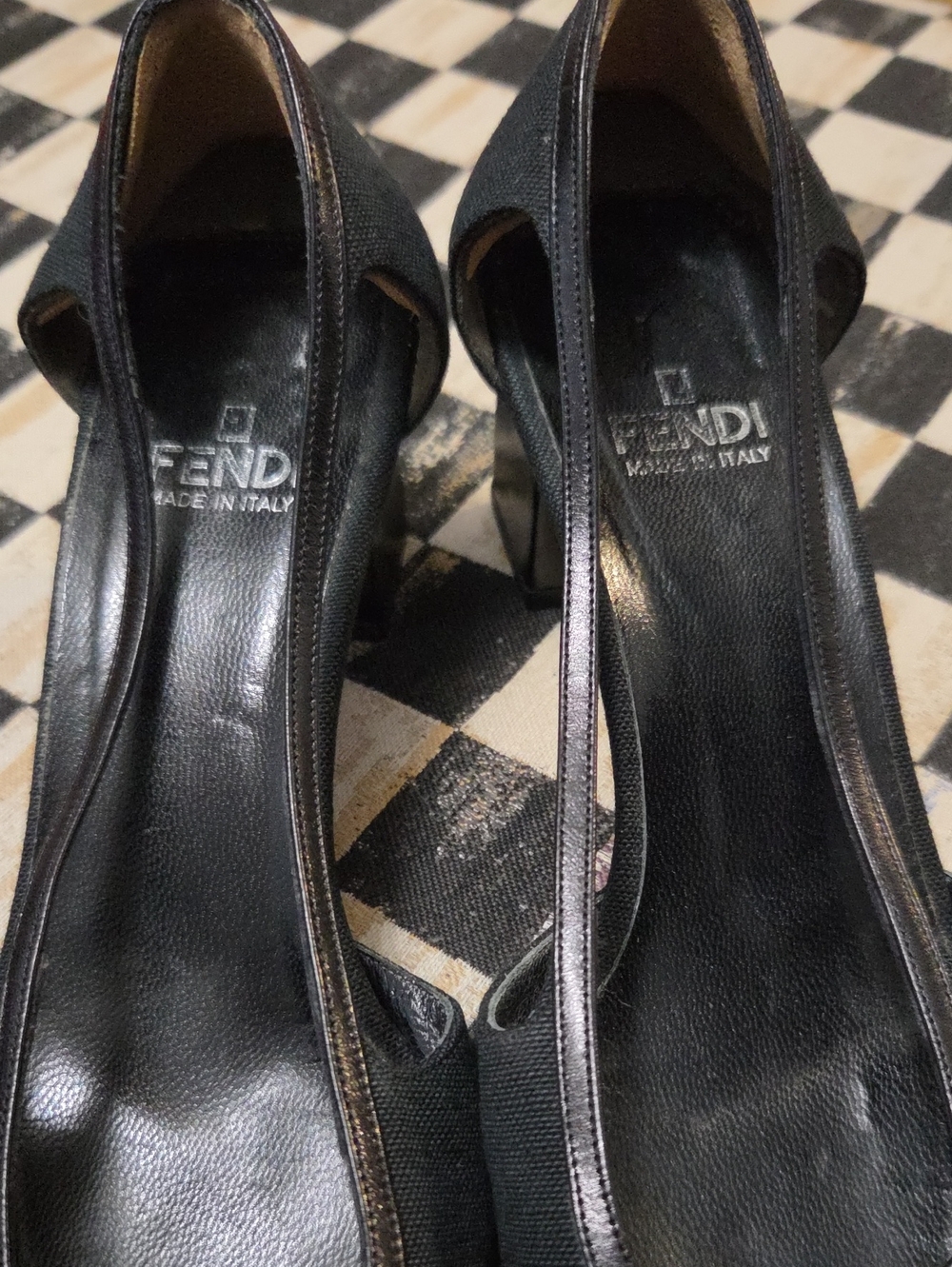 Fendi Black Slingback Low Heel Pumps - Picture 12 of 12